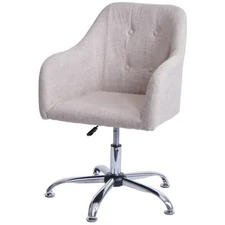 Mendler Esszimmerstuhl HWC-L92, Küchenstuhl Stuhl mit Armlehne, drehbar höhenverstellbar Metall ~ Textil creme