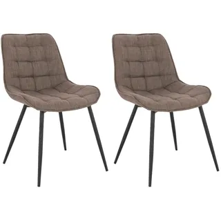 HOME DELUXE - Polsterstuhl IKALO 2er Set - Farbe: Grau / Braun - weiche Polsterung, bis 120 kg belastbar I Küchenstuhl Speisestühle Esszimmerstühle - Grau