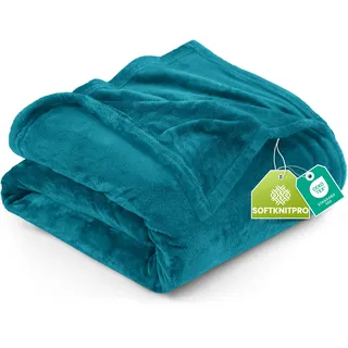 Utopia Bedding Kuschelige Fleecedecke [228x228 cm, Türkis] Weiche, leichte, warme Flauschige Decke Kuschelige und atmungsaktive Decken für Bett Sofa Couch
