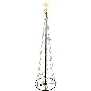 Lichterbaum mit Stern - 106 LED / 180 cm - Deko Weihnachts Baum beleuchtet Außen - Schwarz