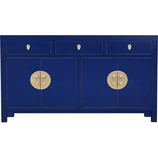 Fine Asianliving Chinesisches Sideboard Kommode Nachtblau - Orientique Kollektion - B140xT35xH85cm - Blau
