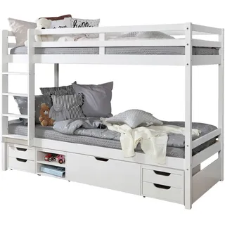 Mid.you Etagenbett , Weiß , Holz , Kiefer , massiv , 90x200 cm , für Rollrost geeignet , Babymöbel & Kindermöbel, Kinderzimmer & Jugendzimmer, Stockbetten