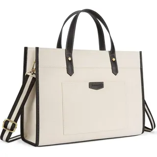 Missnine Laptoptasche 15,6 Zoll Schwarz Canvas Damen Business Handtasche - Schwarz