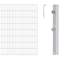 Bild Alberts 653439 Doppelstabmattenzaun als 32 tlg. Zaun-Komplettset | verschiedene Längen und Höhen | feuerverzinkt | Höhe 160 cm Länge 30 m