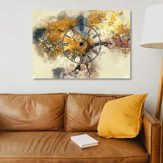 Opviq, ST488419336_5070, Dekorative Wanduhr, Mehrfarbig, 100% BAUMWOLLE, 50 x 70 cm