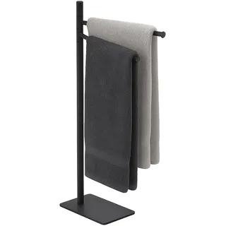 Relaxdays Handtuchständer 2-armig Schwarz Edelstahl