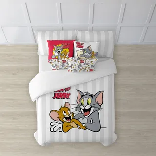 Belum Bettbezug Tom & Jerry | Bettbezug Modell Tom & Jerry Basic | Bettbezug mit Knöpfen | Bettbezug 100% Baumwolle | Bettbezug (Bett 135/140 cm (220 x 240 cm)