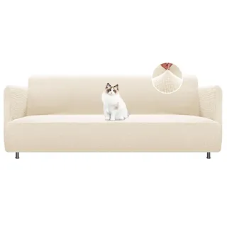 BellaHills Stretch Söderhamn Sofabezug Übergröße 3 Sitzer (185-215cm) Sofahusse Jacquard Couchbezug mit Anti-Rutsch-Schaumstoffe, Natur