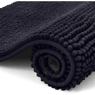 Homaxy Chenille Badezimmerteppich Badteppich Badematte rutschfest 40x120cm | Schwarz, saugfähiger Badvorleger, maschinenwaschbar Duschvorleger, langlebig Badematten & Badteppiche, weich & komfortabel