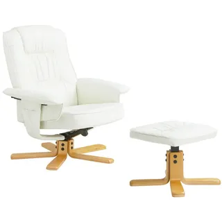 Idimex Relaxsessel Charly mit Hocker, schöner Drehsessel mit Lederimitat in weiß, Textil, Mode, 76x87x61 cm, Wohnzimmer, Sessel, Polstersessel