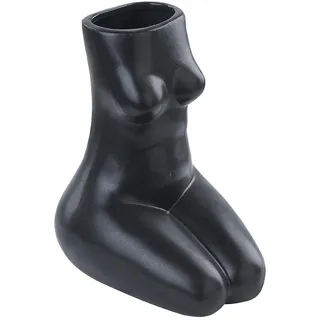 Beliani Blumenvase Porzellan schwarz Pyrgos , Schwarz , Keramik , Mode , 22 cm , Dekoration, Vasen, Keramikvasen