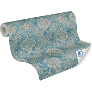 A.S. Création Livingwalls vorgeleimte Vliestapete DESIGNDROP - Tapezieren ohne Kleister - Blau, Grün, Gold - Art Deco Tapete Made in Germany - 784931