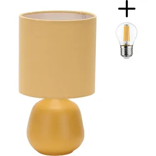 Luxus - Tischlampe Amsterdam - Gelb - Inklusive Lampe - H28xØ15 - Armatur E14 - Keramik - Gelb