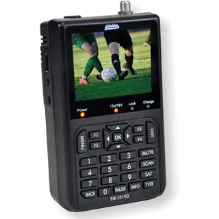 Summit SM 201HD Satelliten Messgerät I Sat Finder für DVB-S/S2 I Digital | digitales Messgerät mit 3,5" TFT LCD Display & Tonsignal I inkl. Steckernetzteil, AV-Adapterkabel & Nylonschutztasche