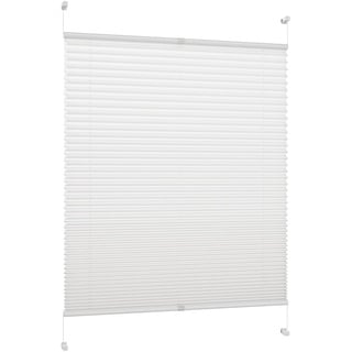 DécoProfi Plissee ohne Bohren Weiß 75cm x 220cm (max. Gesamthöhe Fensterflügel) I Verspannte Plissees nach Maß mit Klemmträger/Klemmfix I Blickdichte Innenrahmen-Plissees zum Klemmen