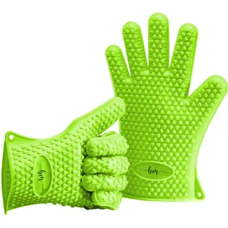 Belmalia 2 Backhandschuhe, Silikon, NEU: noch hitzebeständiger, Grillhandschuhe, Topflappen, Ofenhandschuhe Grün