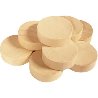 Set mit 100 Holzscheiben (Durchmesser: 2,5 cm, Dicke: 8 mm, Schima)