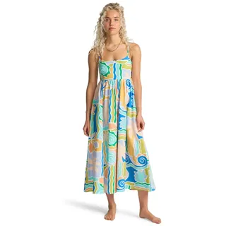 Sommerkleid BILLABONG "Island Life Midi", Damen, Gr. XS, bunt (blau multi), Obermaterial: 85% Baumwolle, 15% Leinen., Kleider Sommerkleid