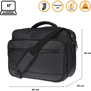 XXL Umhängetasche Flugbegleiter Tasche Messenger Arbeitstasche Herren Messenger Schwarz Schwarz - Schwarz