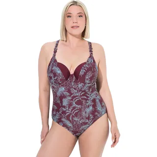 Ulla Popken Damen große Größen Übergrößen Plus Size Badeanzug, Dschungel, Softcups, Bügel, recycelt Beere 48 837059348-48