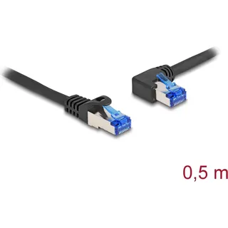 DeLock RJ45 Netzwerkkabel Cat.6A S/FTP gerade / links gewinkelt 0,5 m schwarz S/FTP Cat6a, 0.50 m, Netzwerkkabel