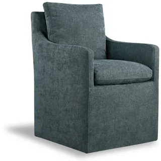 Kislot Upholstered Dining Chairs Casters Modern Accent Armchair with Rollers for Diningroom Bedroom Livingroom Reading Room, Ivory, Single