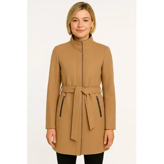 Kurzmantel VERO MODA "VMBLASSJESSY AW WOOL JACKET GA LCS", Damen, Gr. L, beige (tigers eye), Web, Obermaterial: 64% Polyester, 30% Wolle, 6% Nylon, unifarben, Po-bedeckend, V-Ausschnitt, Mäntel Kurzmantel, mit Wollanteil und Lederimitat Details