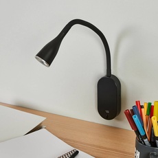 Bild LED-Wandlampe Enna, schwarz, Schalter, USB-Anschluss