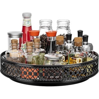 Ovicar Lazy Susan Drehteller-Organizer – 33 cm drehbares Gewürzregal aus Metall, Lazy Susan für Schrank, Speisekammer, Küche, Arbeitsplatte, Esstisch, Schrank, Badezimmer, Waschtisch, Kühlschrank,