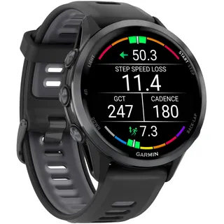 Garmin Forerunner 970 BT 47 mm Titaniumgehäuse schwarz Silikonarmband schwarz S