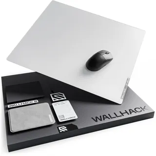 Wallhack SP-004 Glas Gaming Mousepad Professionelles Esport mit Spezialoberfläche für maximale Geschwindigkeit und Kontrolle,großes GlasPad vollständiger Silikonbasis - Weiß,XL 49 cm x 43 cm