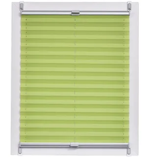 Sunlines Plissee Made in Germany, Tageslicht, Crepes Uni Klemmfix, Silbergraue Schiene, 65 x 150, Stoff, Grün, 65 x 150cm