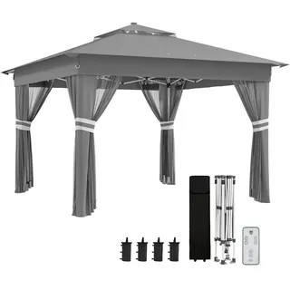 Outsunny Faltpavillon 3,36 x 2,7 m inkl. 4 Seitenteile Blau/Grau