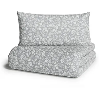 my home Bettwäsche »Mariby« 2 tlg. mit feinem Blümchen Design, skandinavisch, romantische Bettwäsche, grau