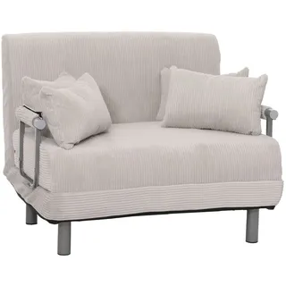 Mendler Schlafsessel HWC-K29, Klappsessel Schlafsofa Gästebett, Liegefläche 190x100cm, Stoff Cord (330g/m2) ~ hellgrau