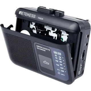 Retekess TR606 Tragbare Kassettenspieler,Tape Recorder,Kleines FM AM Radio,3,5 mm Kopfhöreranschluss,Kleiner Kassettenspieler,Schneller Vor- und Rücklauf(Schwarz)