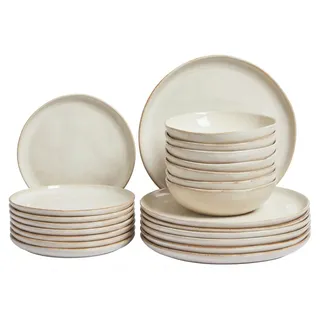 BELIANI Tafelservice Hellbeige Steinzeug Ton und Kaolin für 8 Personen 24-teilig Rund Handgefertigt Skandi Geschirr Set Essgeschirr Küche Esszimmer - Beige