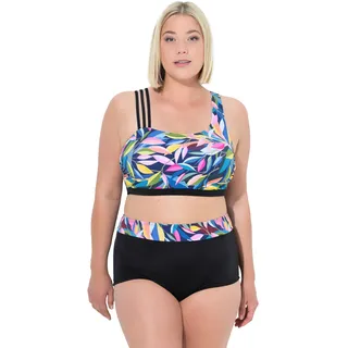 Ulla Popken Damen große Größen Übergrößen Plus Size Bikini Finja, Blätter