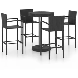 vidaXL 5-tlg. Gartenbar-Set Poly Rattan Schwarz - Schwarz