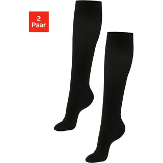 H.I.S Stützkniestrümpfe "Damen & Herren Kompressionsstrümpfe, Reisestrümpfe" Packung, 2 Stk. tlg. für Sport, Arbeit, Flug & Schwangerschaft, 2x schwarz