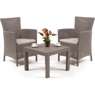 Allibert Balkon- und Gartenmöbel-Set Rosario inkl. Sitzauflagen, Farbe Cappucino - Beige