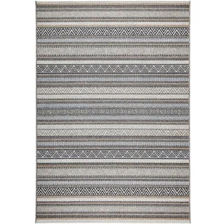 Novel Outdoorteppich , Schwarz, Hellgrau , Textil , Streifen , rechteckig , 200x290 cm , in verschiedenen Größen erhältlich , Teppiche Und Böden, Teppiche, Outdoorteppiche