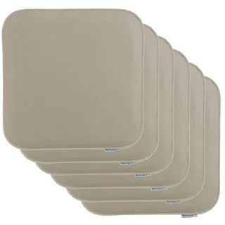 Brandsseller 6er Set Sitzkissen aus Filz 35x35x2 cm – Robuste Stuhlauflagen für innen und außen, eckiges Sitzpolster, strapazierfähiges Kissen für Stühle - Beige