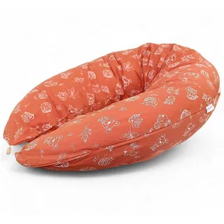 HOBEA-Germany Stillkissen 190 cm x 76 cm XXL Lagerungskissen Schwangerschaftskissen für Baby und Erwachsene Seitenschläferkissen Stillkissen mit Bezug aus Bio Baumwolle, Waldbewohner Rostrot