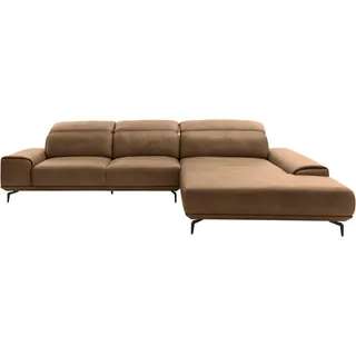 Musterring Wohnlandschaft "MR 2490 Ecksofa mit erstklassigem Sitzkomfort, Long-Life-Leder" Fuß schwarz, Sitzhöhe 48cm, wahlweise mit Funktionen, Maße 342x207 cm, fango, s
