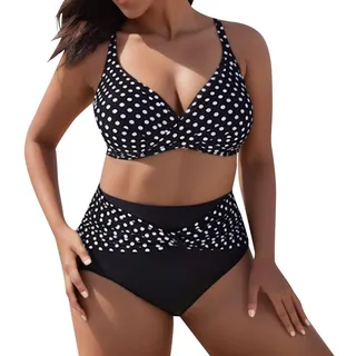 Bikini Damen Set Bauchweg Push Up Triangel Retro Bademoden Für Aesthetic Top Teenager-Bademode Badeanzug 2 Teiler Bikinis