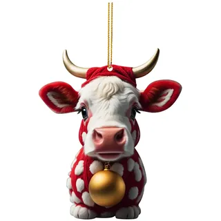Weihnachtsdeko Zum Aufhängen, Weihnachtsbaumschmuck Kuh, Lustiger 2D-Acryl-Kuh-Weihnachtsbaumschmuck, 2D Kuh Dekorative Ornamente, Christbaumschmuck Weihnachtsschmuck Geschenk
