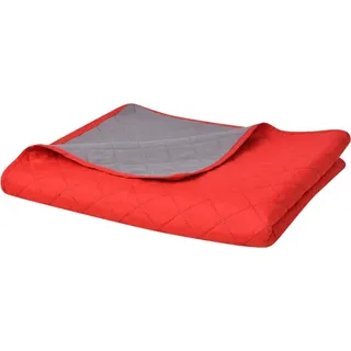 Zweiseitige Tagesdecke Gesteppt Rot und Grau 220x240 cm