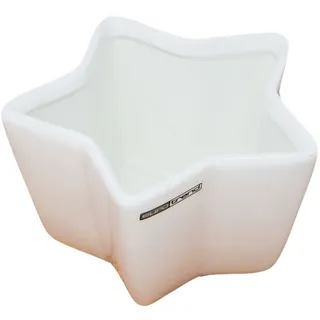 Windlicht Sternenschüssel weiß Hochglanz aus Keramik 6cm x 12cm