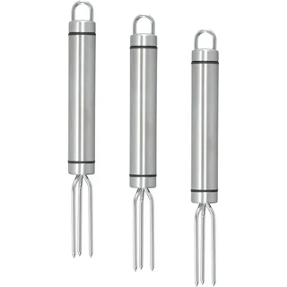 3 Stück Pellkartoffelgabel, Kartoffelgabel Aus Edelstahl, Maisgabel mit 3 Zinken, Silber, 18,3 x 1,9 cm, Wiederverwendbar
